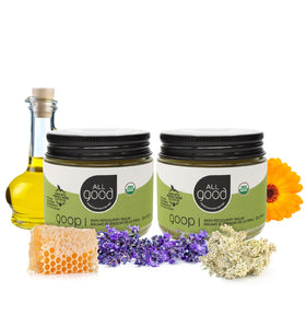 All Good Goop front packaging showing compact 2oz puck and label benefit