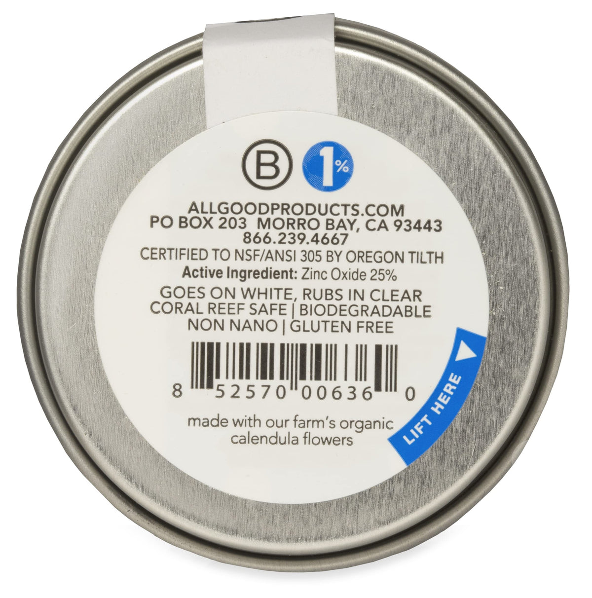 All Good tin reused and labeled emphasizing portable, reusable packaging