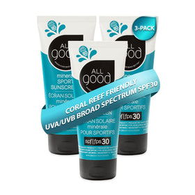 All Good Sport front packaging showing SPF 30 benefit and reef-friendly claim