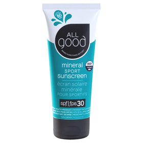 All Good front packaging showing SPF 30+ and sport benefits