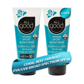 All Good front packaging showing 2-pack and SPF 30, clear protection on the go