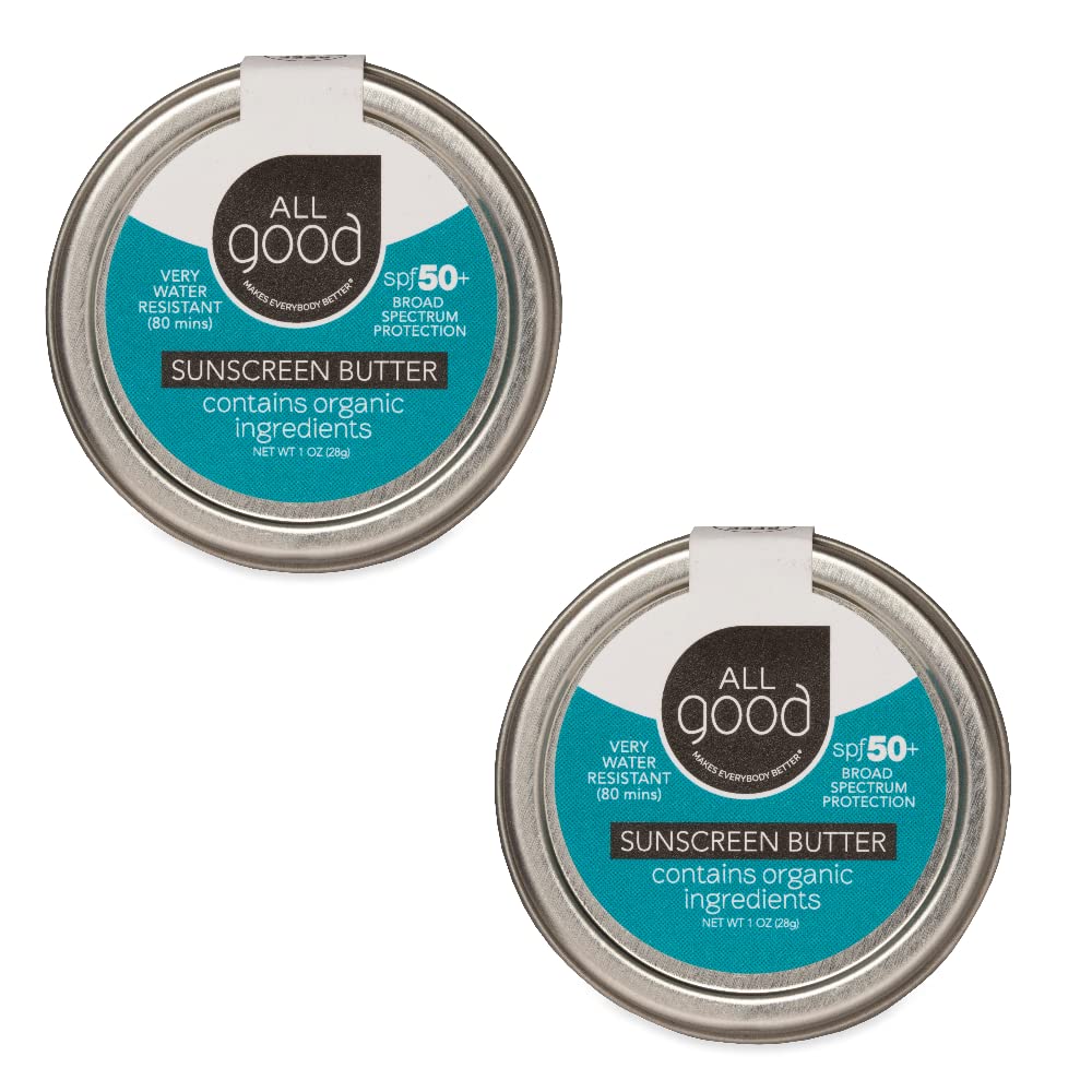 All Good tin front packaging showing compact SPF 50+ convenience