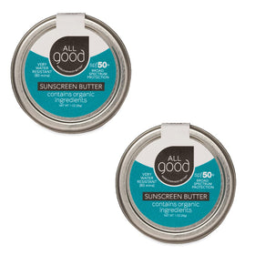 All Good tin front packaging showing compact SPF 50+ convenience