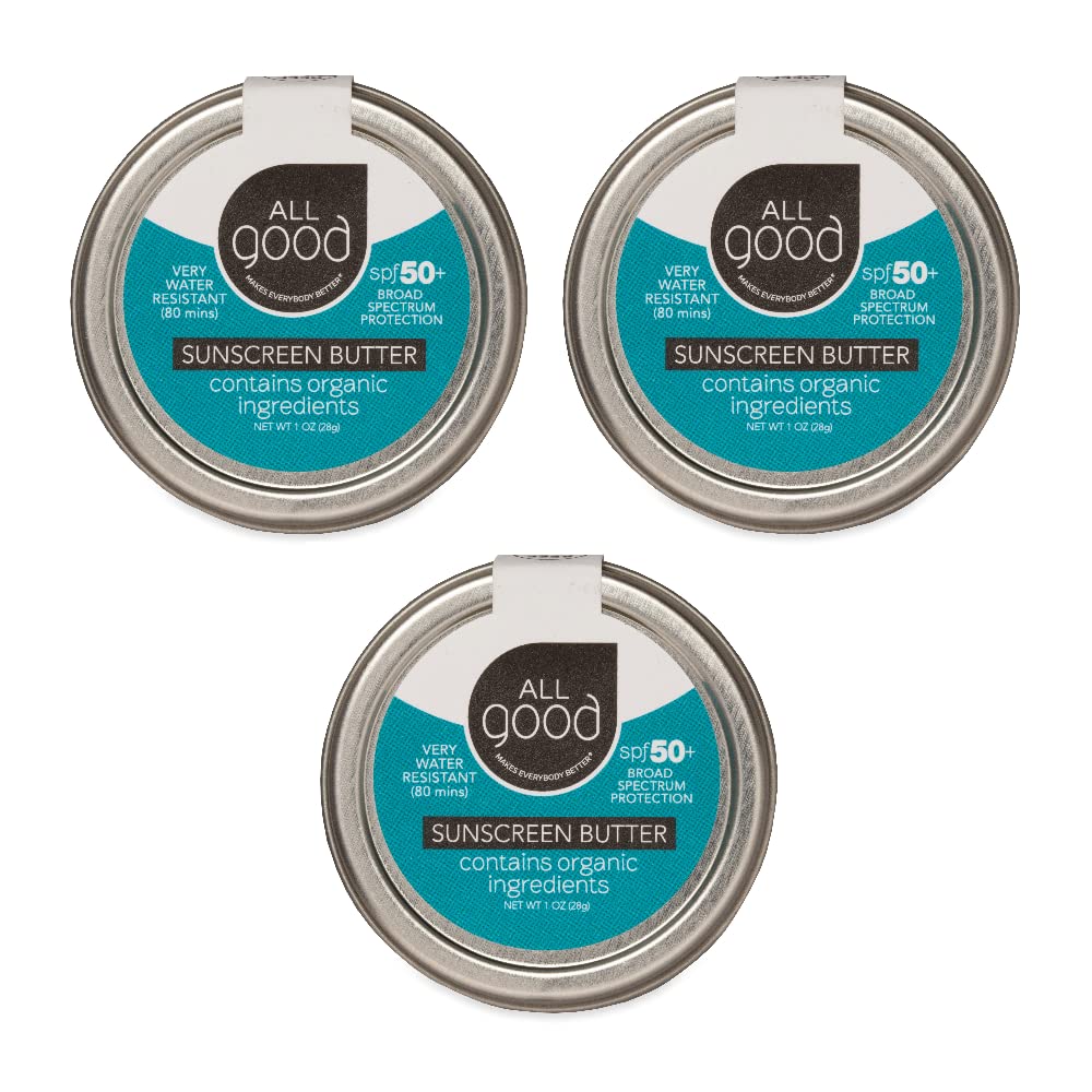 All Good front tin showing compact travel-friendly sunscreen