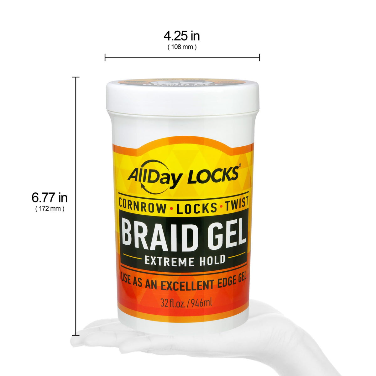 AllDay Locks being applied to braid for strong hold and frizz control benefit
