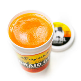 AllDay Locks open jar showing gel texture and moisturizing shine benefit