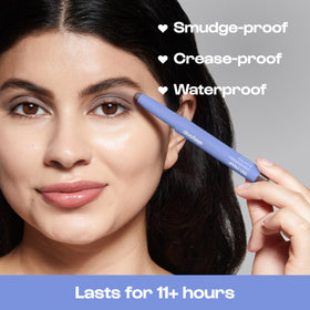ALLEYOOP application on eyelid showing even matte coverage and quick blending for everyday looks