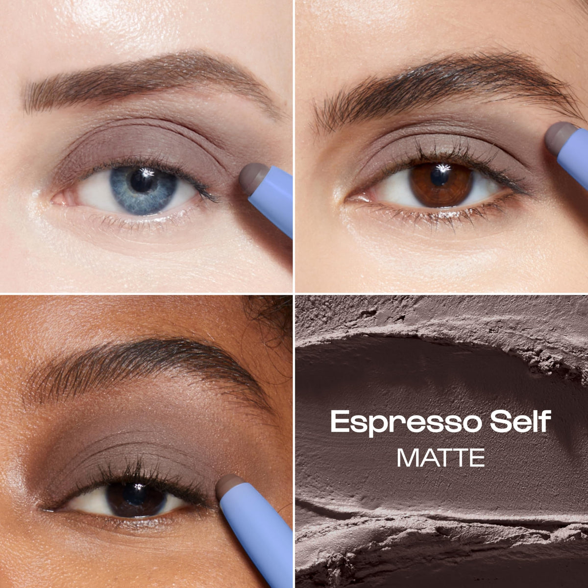ALLEYOOP arm swatch revealing rich Smoky Mocha matte payoff and blendable coverage