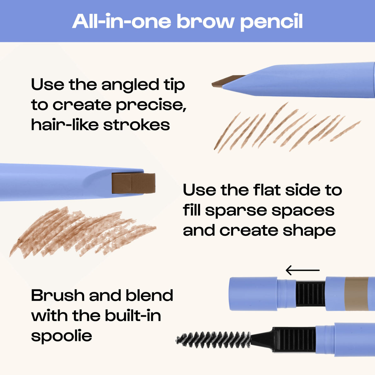 Built-in sharpener on ALLEYOOP brow definer keeping the tip precise for long use