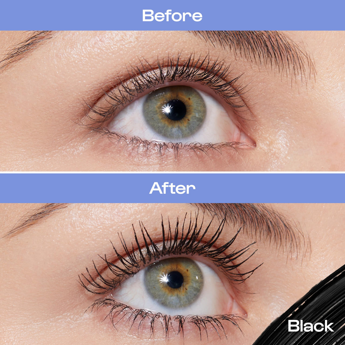 Closeup of ALLEYOOP mascara texture highlighting tubing formula for clump-free wear
