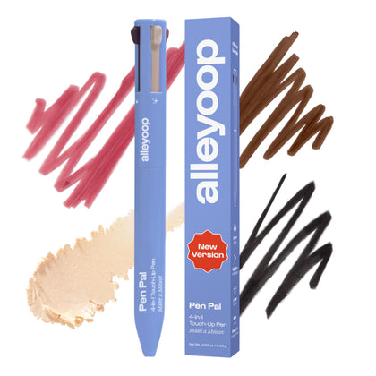 ALLEYOOP front packaging showing the 4-in-1 pen and shade label, travel-ready convenience