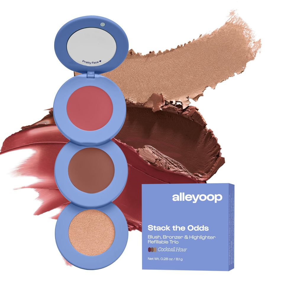 ALLEYOOP front compact view showing stackable design and mirror for convenience