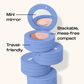 ALLEYOOP compact inside travel bag showing compact, refillable storage
