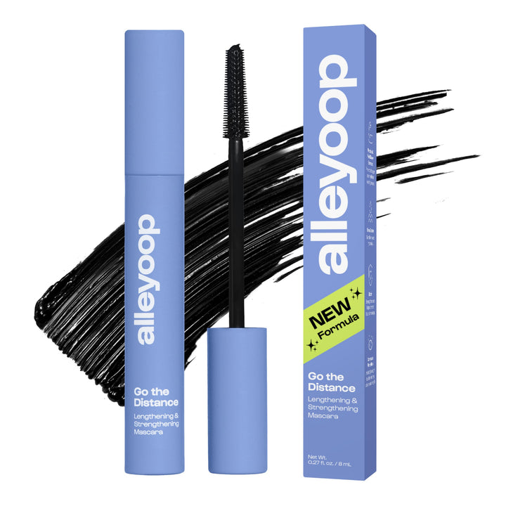ALLEYOOP tubing mascara front tube showing sleek black packaging and product benefit
