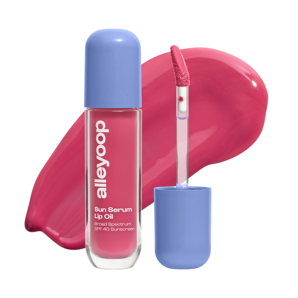ALLEYOOP Whirlwind front tube showing glossy tinted lip oil and SPF