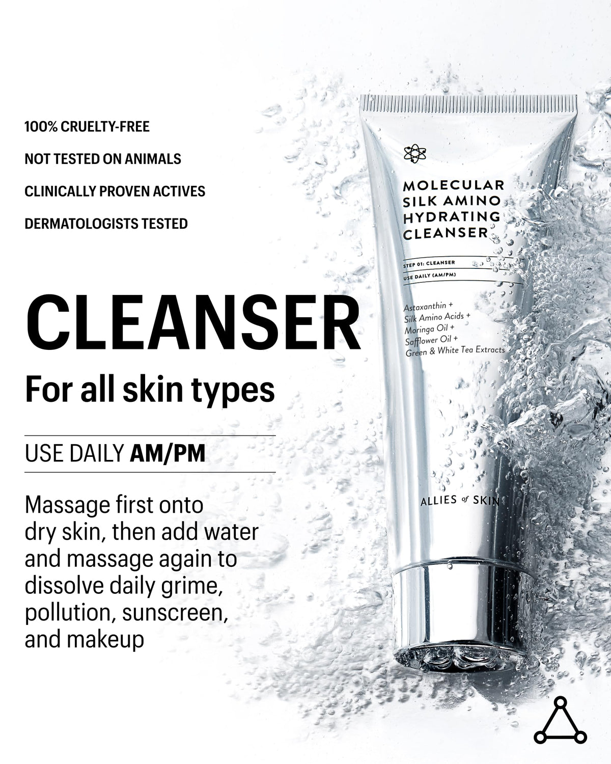Allies of Skin cleanser in bathroom setting for daily routine convenience