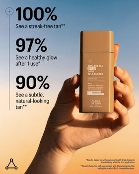 Allies of Skin product applied on hand showing seamless blend benefit