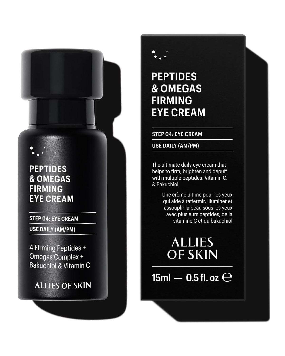 Allies of Skin front jar view showing compact eye cream for travel convenience