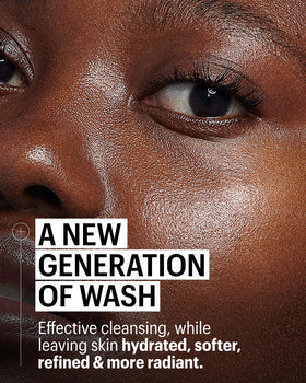 Allies of Skin foam on hand after lathering, illustrates gentle cleansing without tightness