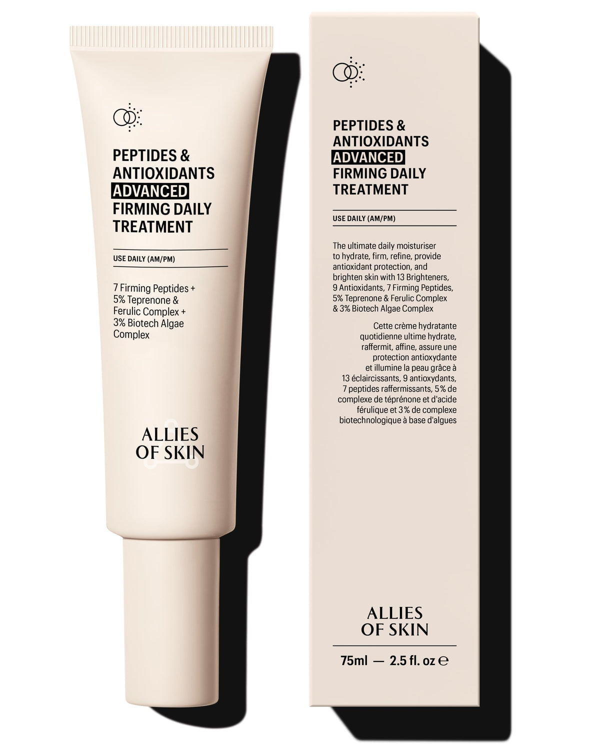 Allies of Skin front packaging showing product and benefits