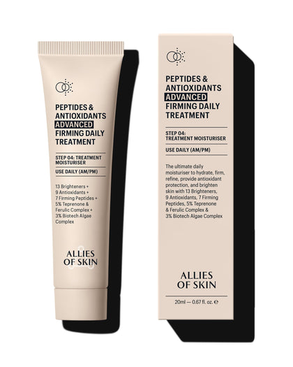 Allies of Skin front packaging showing bottle and box, clear product identity and benefit