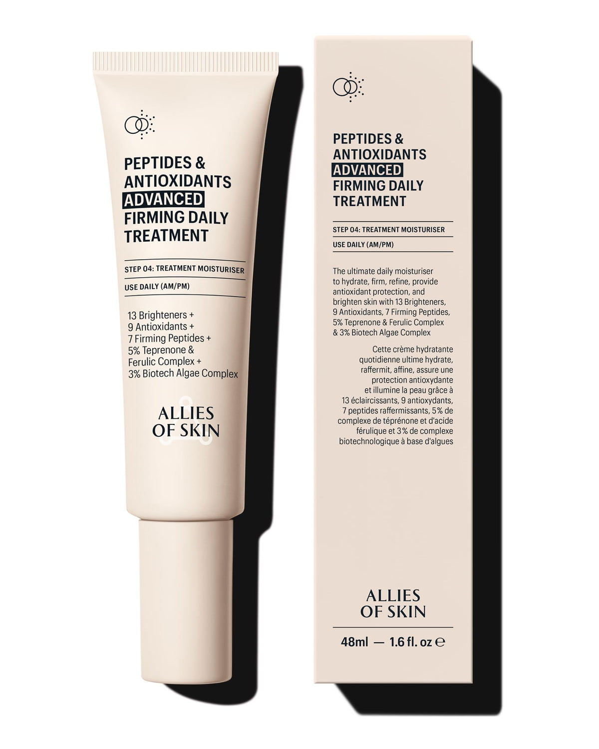 Allies of Skin front packaging showing product and benefit of firming