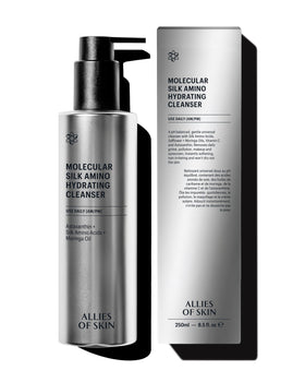 Allies of Skin front bottle view showing clean design and pump, highlights easy dispensing