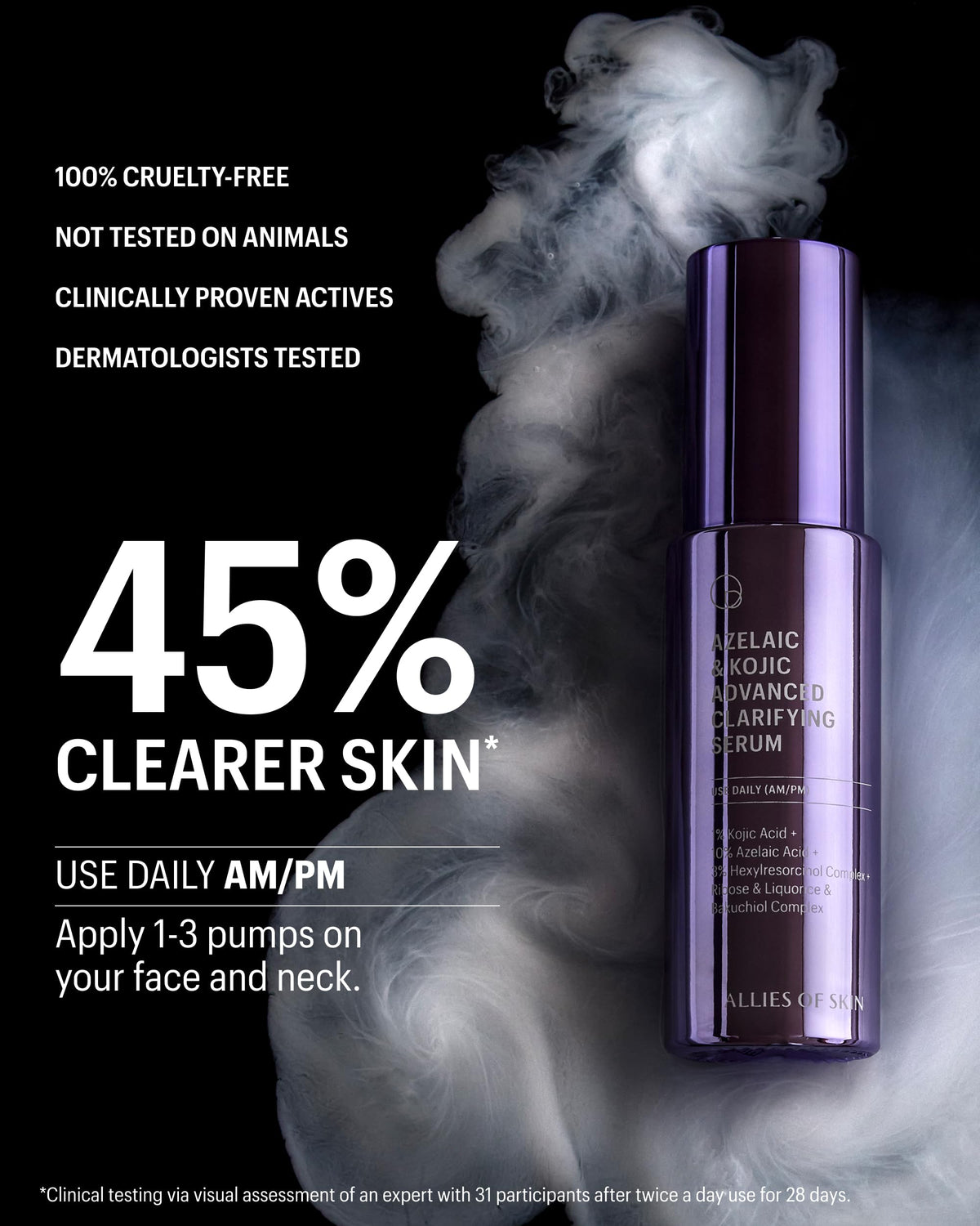 Allies of Skin illustrative before and after concept showing improved clarity and tone