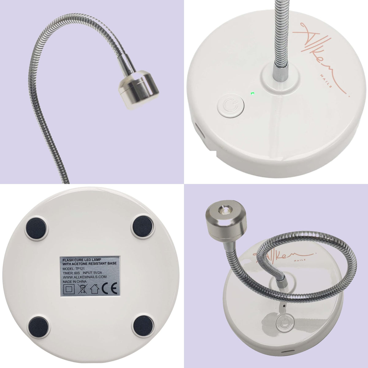 ALLKEM lamp held in hand for scale showing compact size and travel-friendly benefit