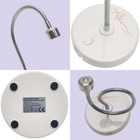 ALLKEM lamp held in hand for scale showing compact size and travel-friendly benefit