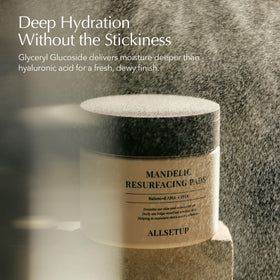 ALLSETUP pad demonstrated both embossed and soft sides for controlled exfoliation