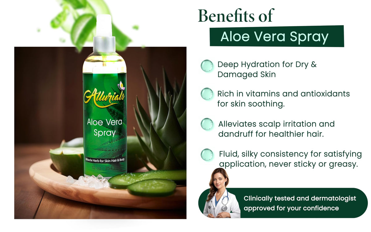 Allurials clear mist over hand demonstrating lightweight hydration without oiliness