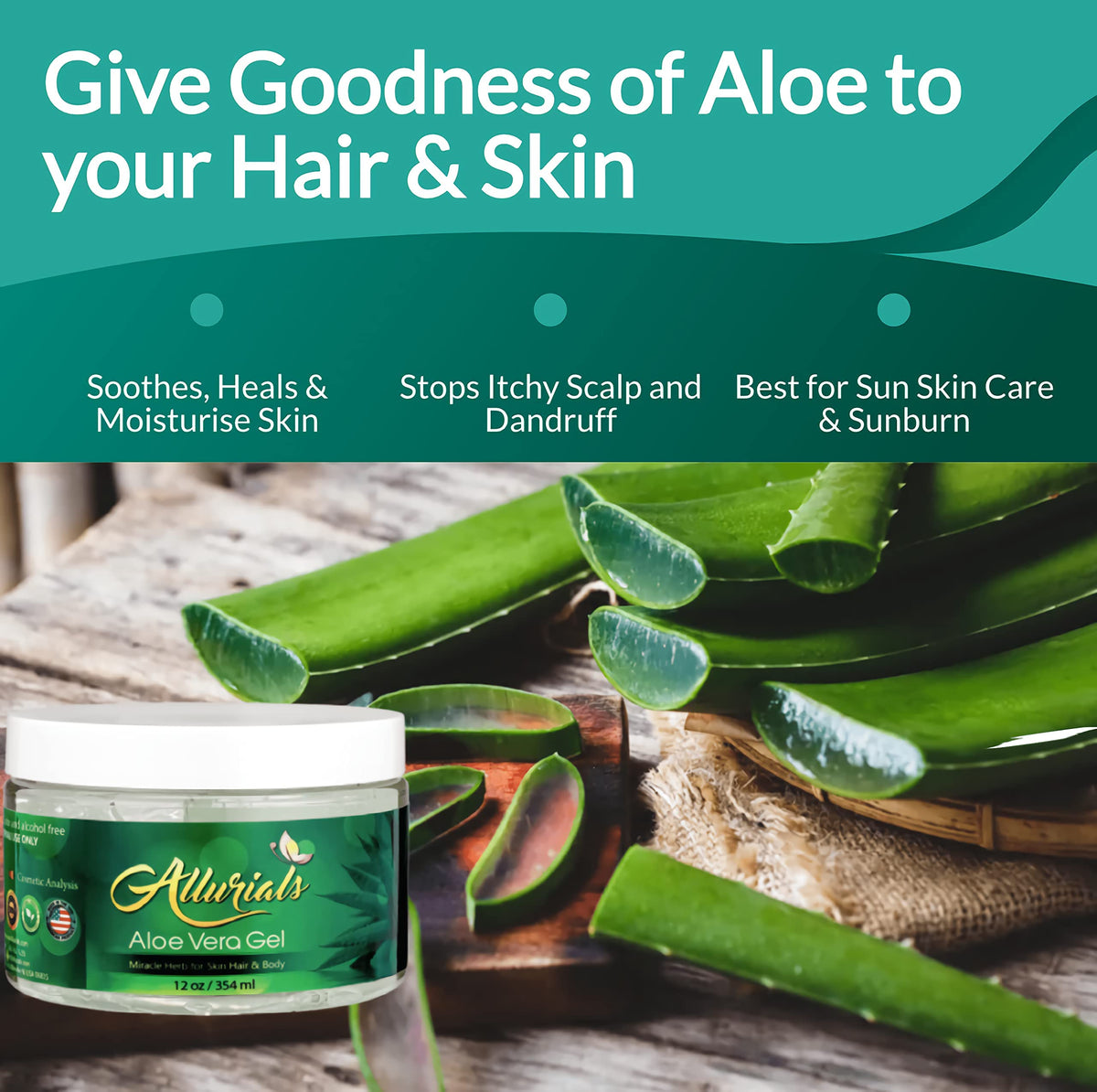 Allurials gel used on hair showing scalp soothing and improved manageability