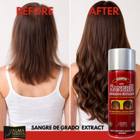 Alma Belleza shampoo in use under shower, illustrating gentle cleanse and smoother hair