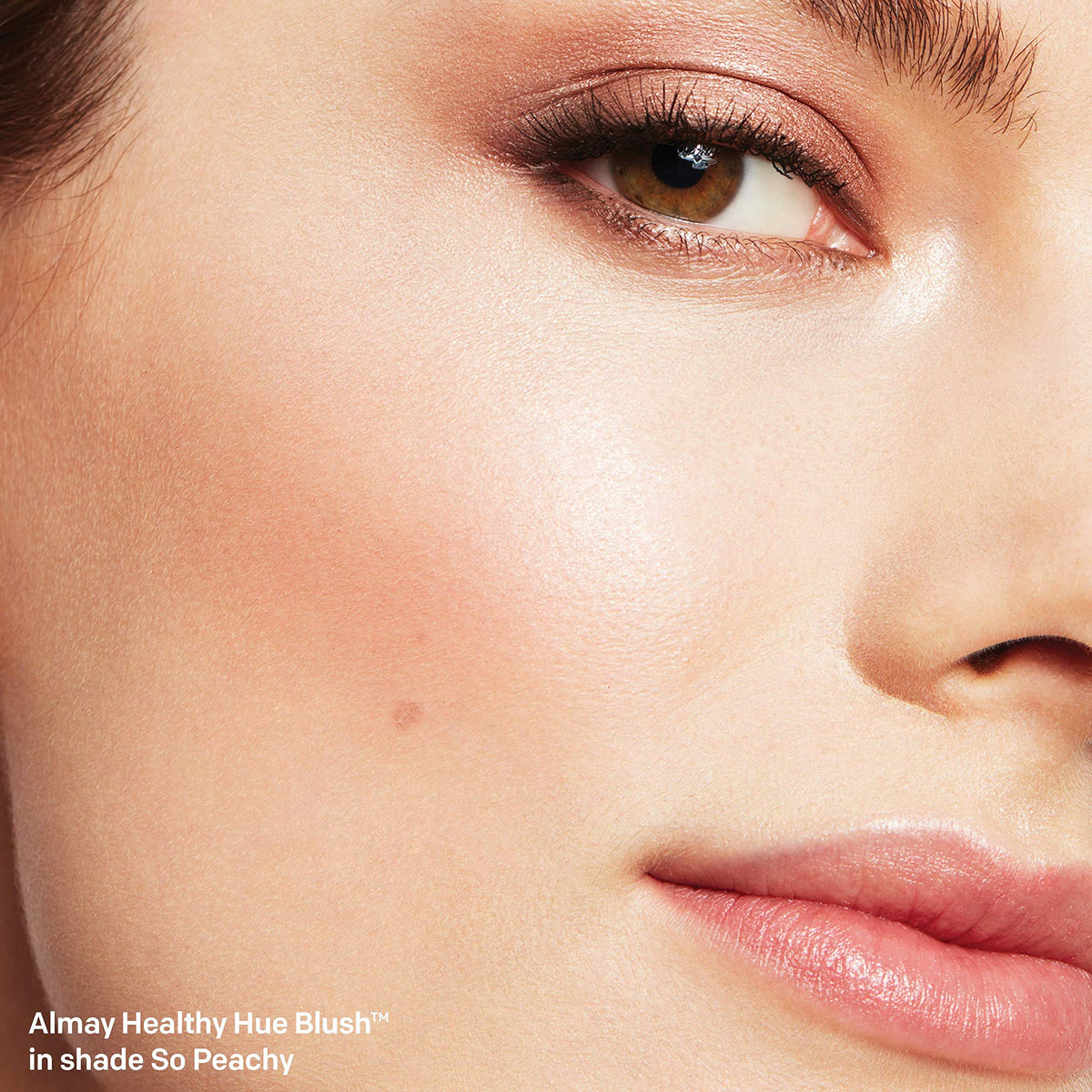 Almay blush applied on cheek showing natural healthy glow and easy build