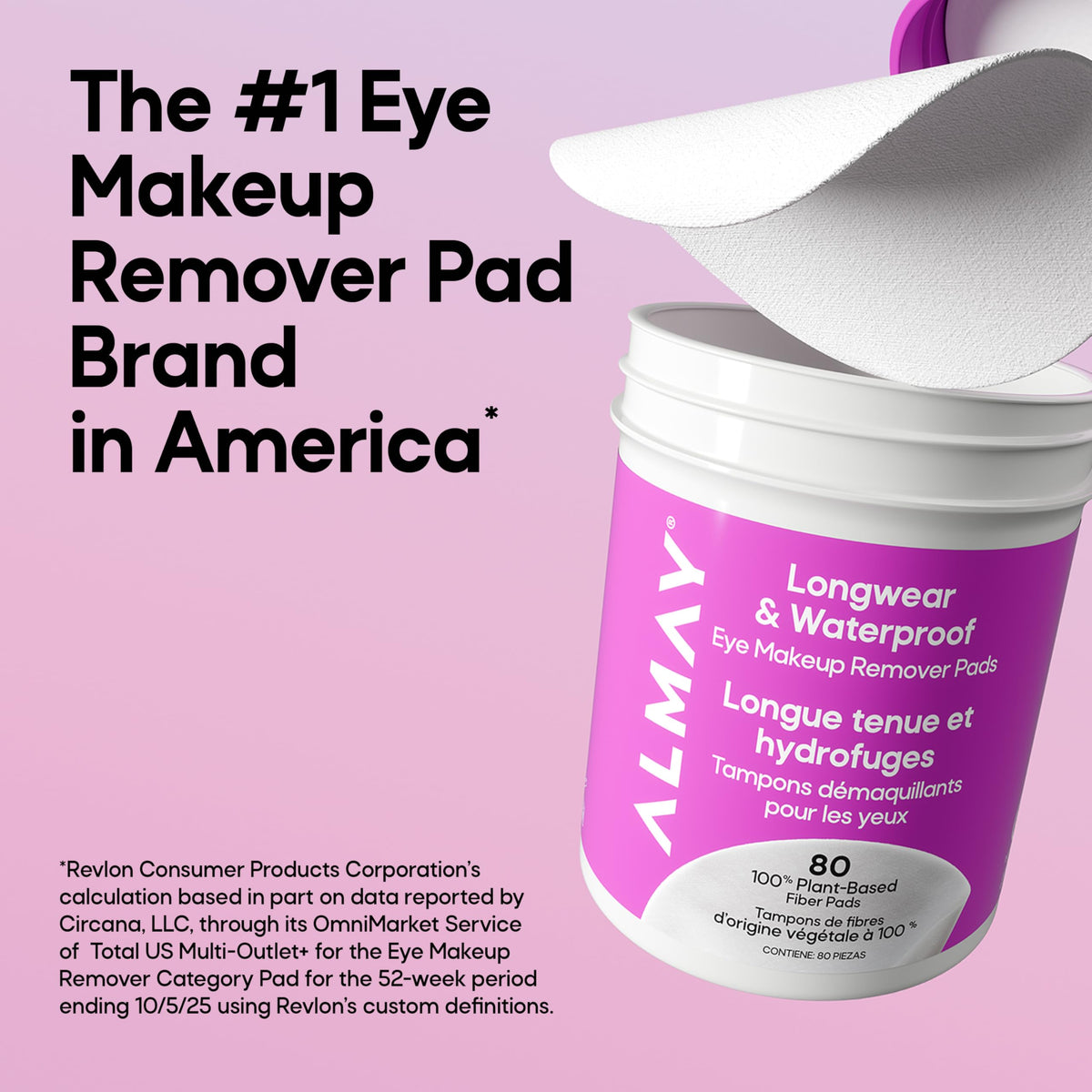 Almay closeup of pad fiber texture highlighting plant‑based softness for gentle removal