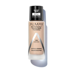 Almay bottle front view showing Cool Nude shade and clean design benefit