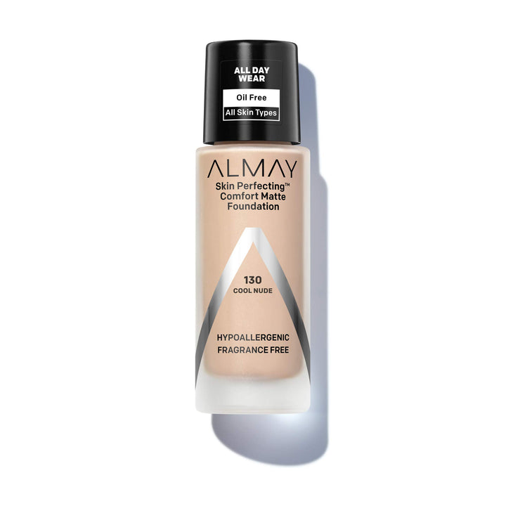 Almay bottle front view showing Cool Nude shade and clean design benefit