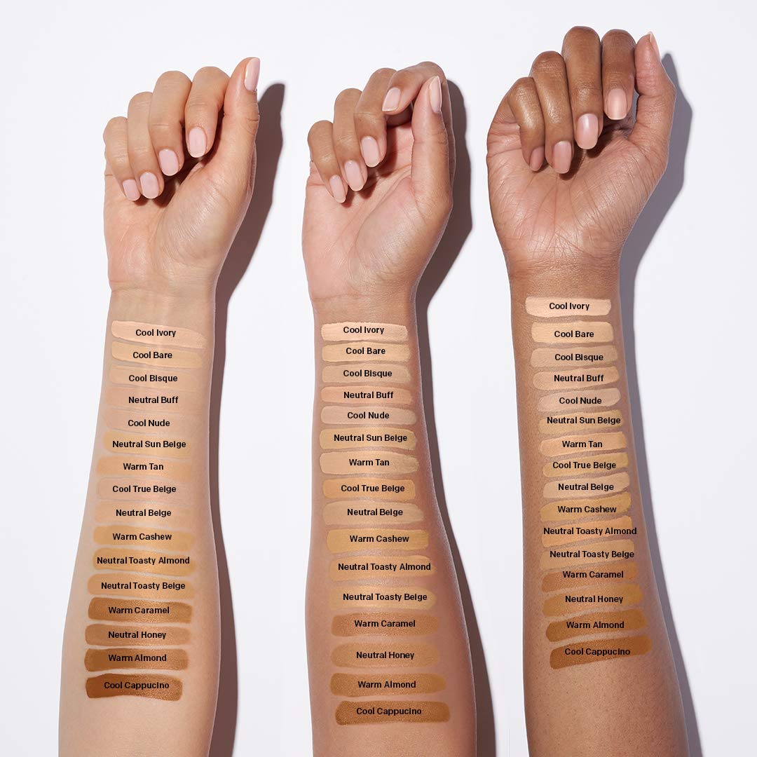 Almay before and after coverage comparison showing blurring benefit