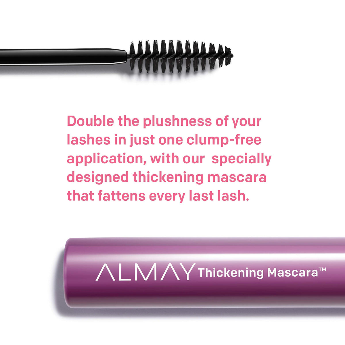 Almay mascara brush detail demonstrating wand design for even, clump-free coating