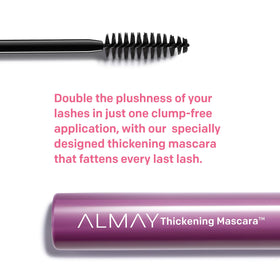 Almay mascara brush detail demonstrating wand design for even, clump-free coating