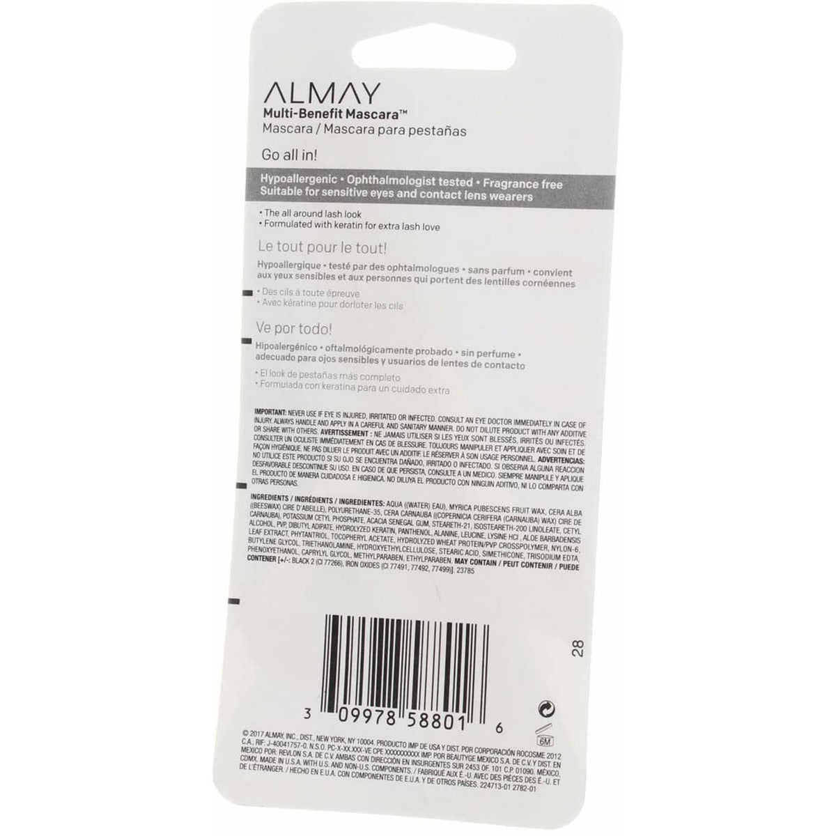 Almay mascara open tube showing smooth pigmented formula for one-swipe color