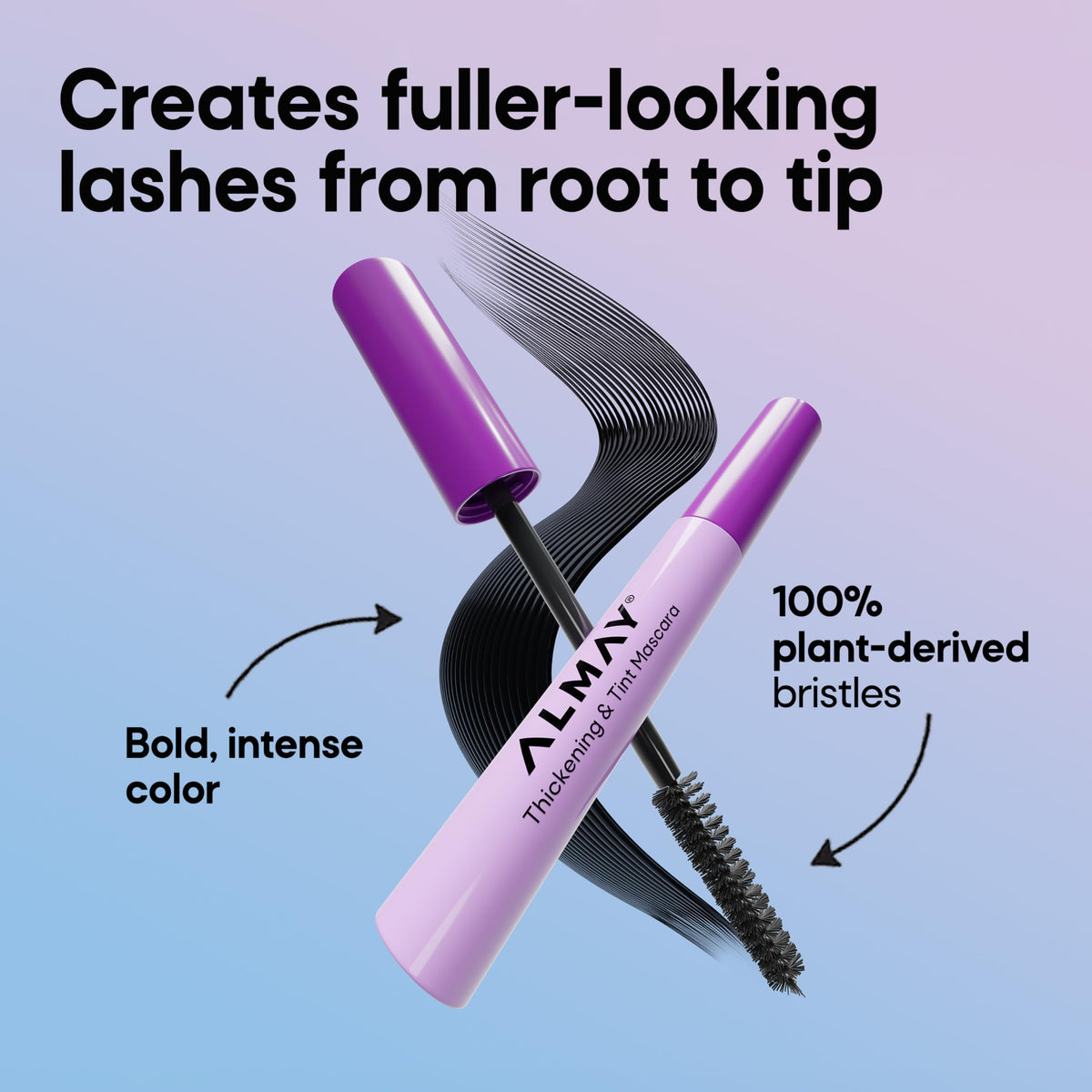 Almay mascara swiped on lashes showing instant bold color benefit