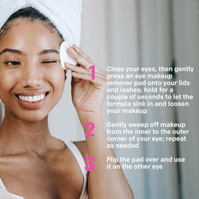 Almay pad removing waterproof mascara demonstrating fast makeup dissolution