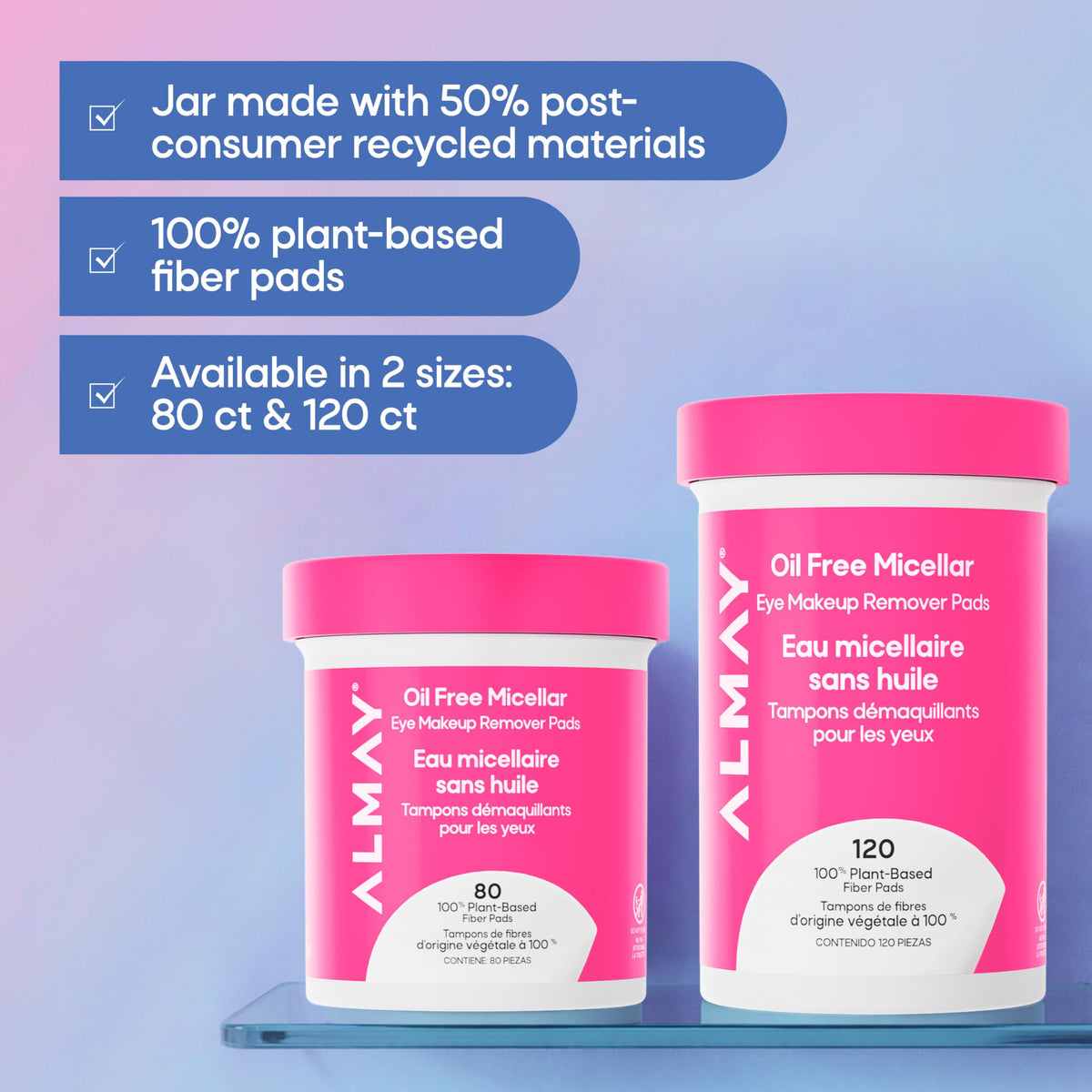 Almay pads beside contact lenses showing suitability for lens wearers