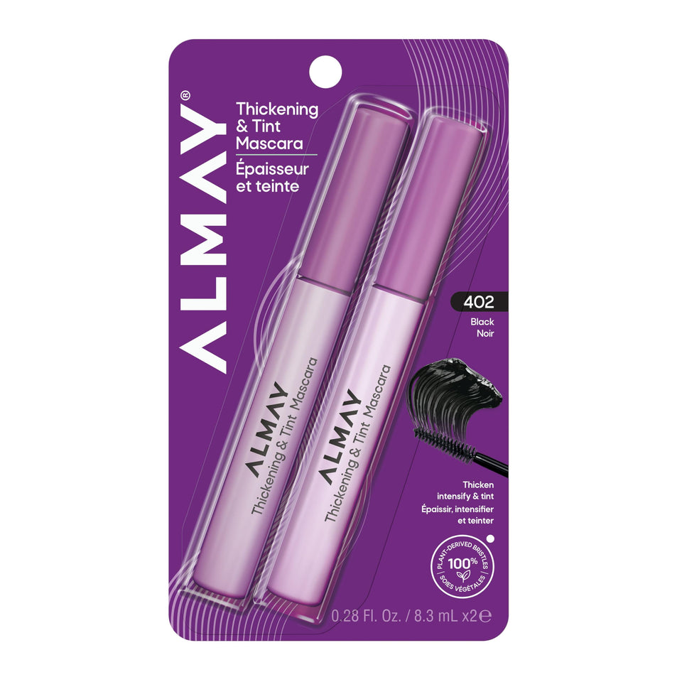 Almay front packaging showing 402 Black two-pack and benefits