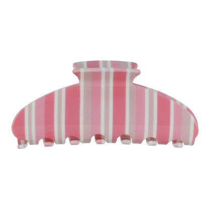 Almere pink stripe front view showing clip holding hair securely and stylish look