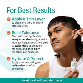Almond Clear being applied to facial skin for acne and bump care