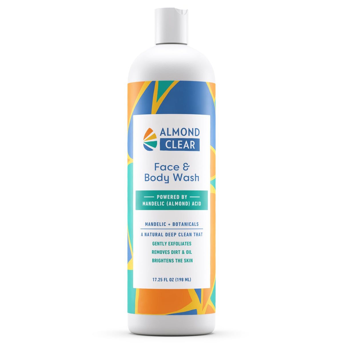 Almond Clear front packaging 17.25 oz showing full bottle benefits