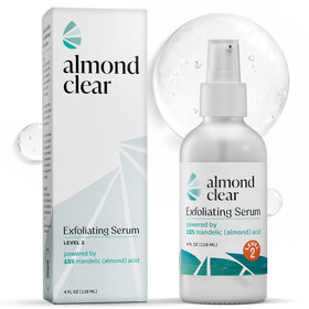 Almond Clear front packaging 4 oz bottle showing product and pump for value